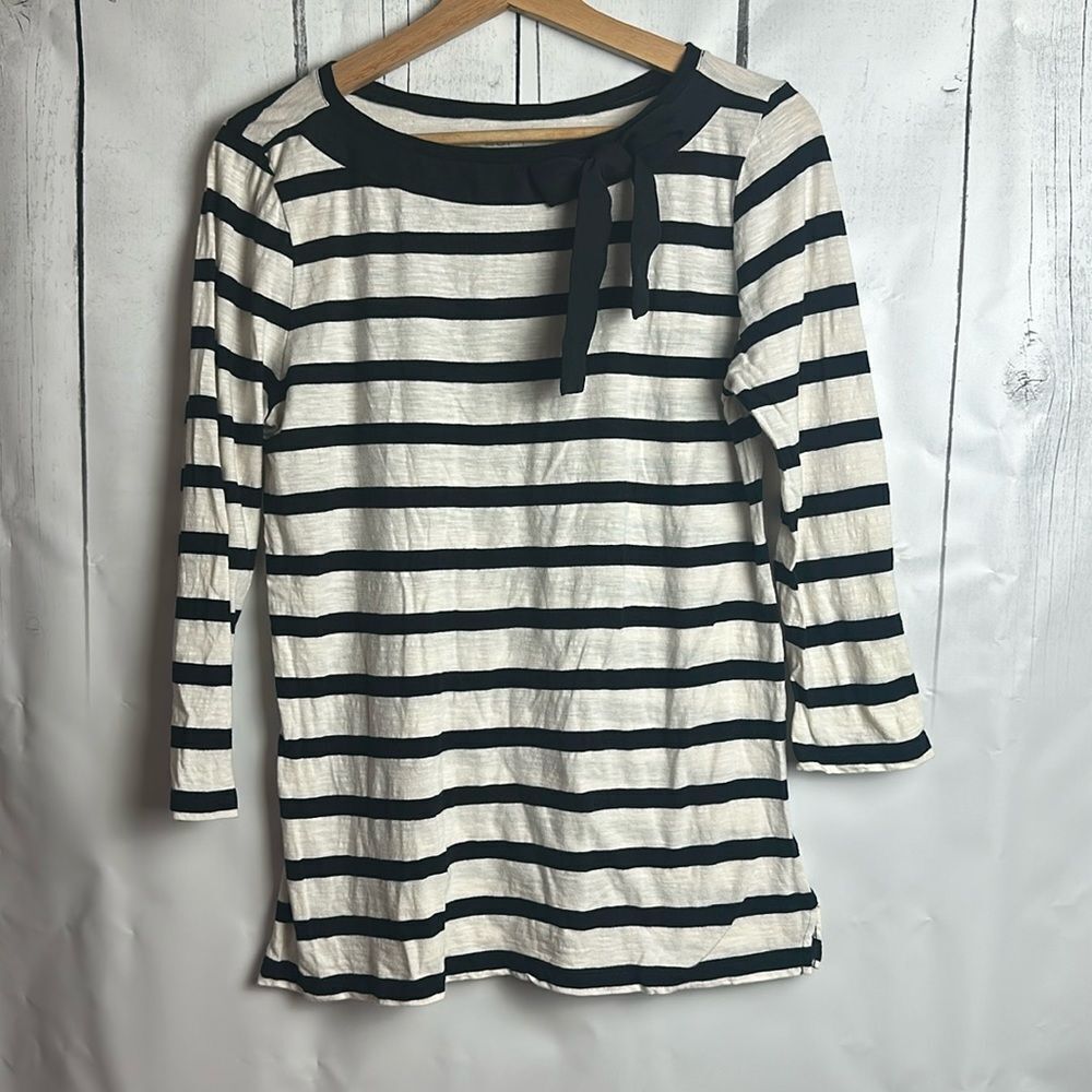 Loft Striped Top with Bow Size M